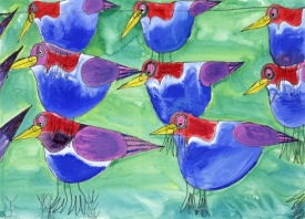 楊耀樟（王耀樟） - 草坪上的鳥群
